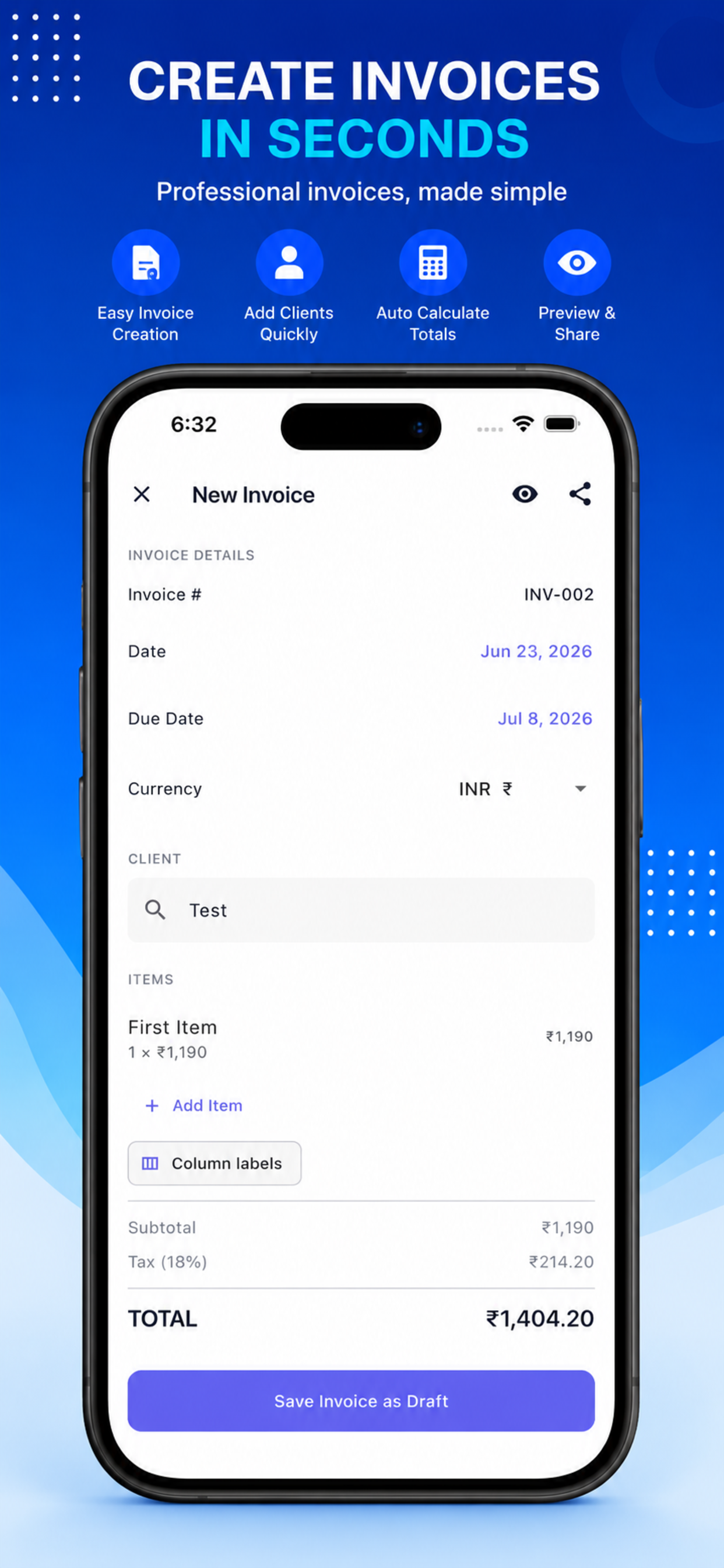 Create invoices in seconds on iPhone
