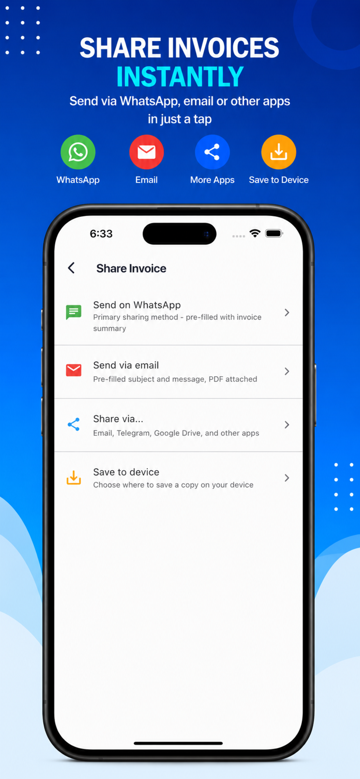 Share invoices instantly on iPhone